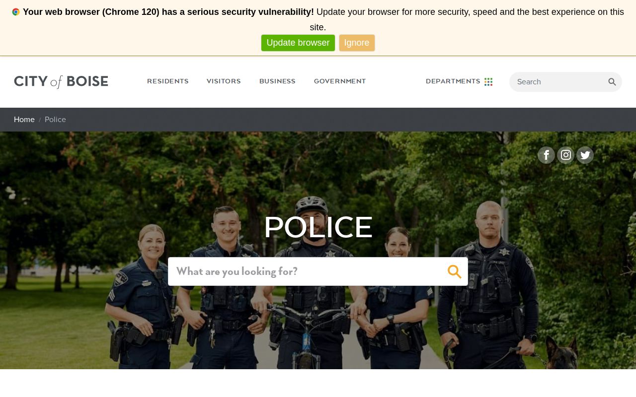 Official Boise Police Department website showing police services and news resources