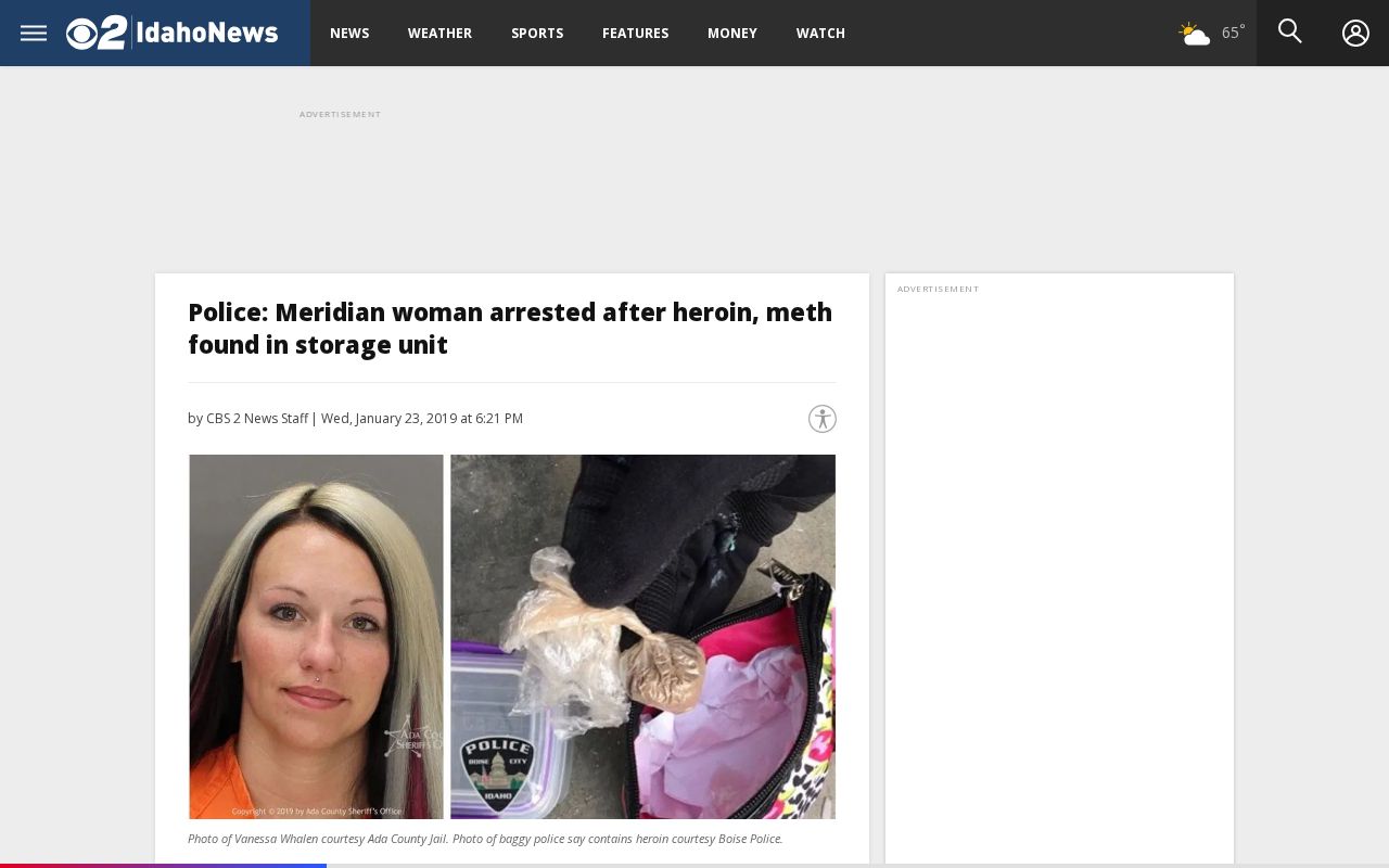 IdahoNews report concerning a Meridian arrest with Ada County Jail source context